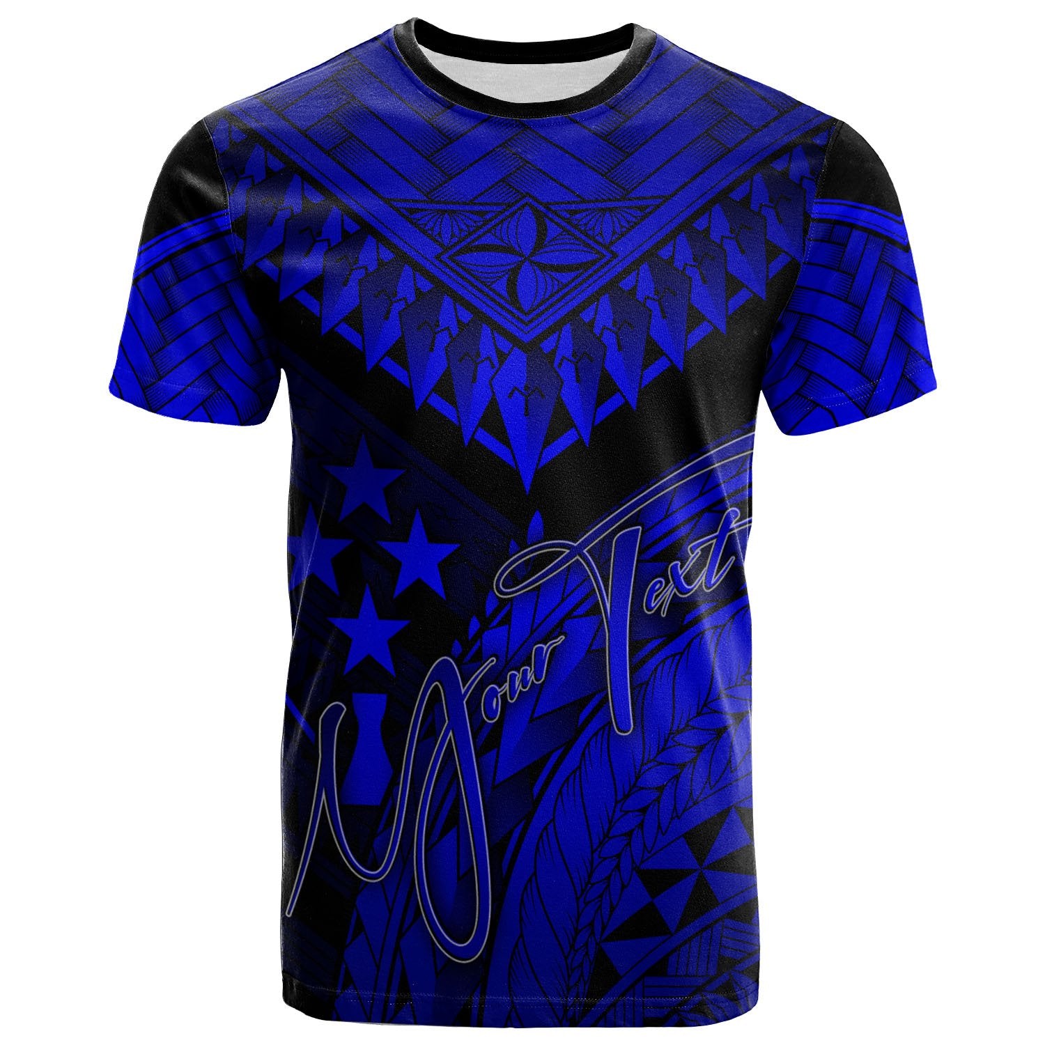 Kosrae Custom T Shirt Royal Blue Polynesian Necklace and Lauhala Unisex Art - Polynesian Pride