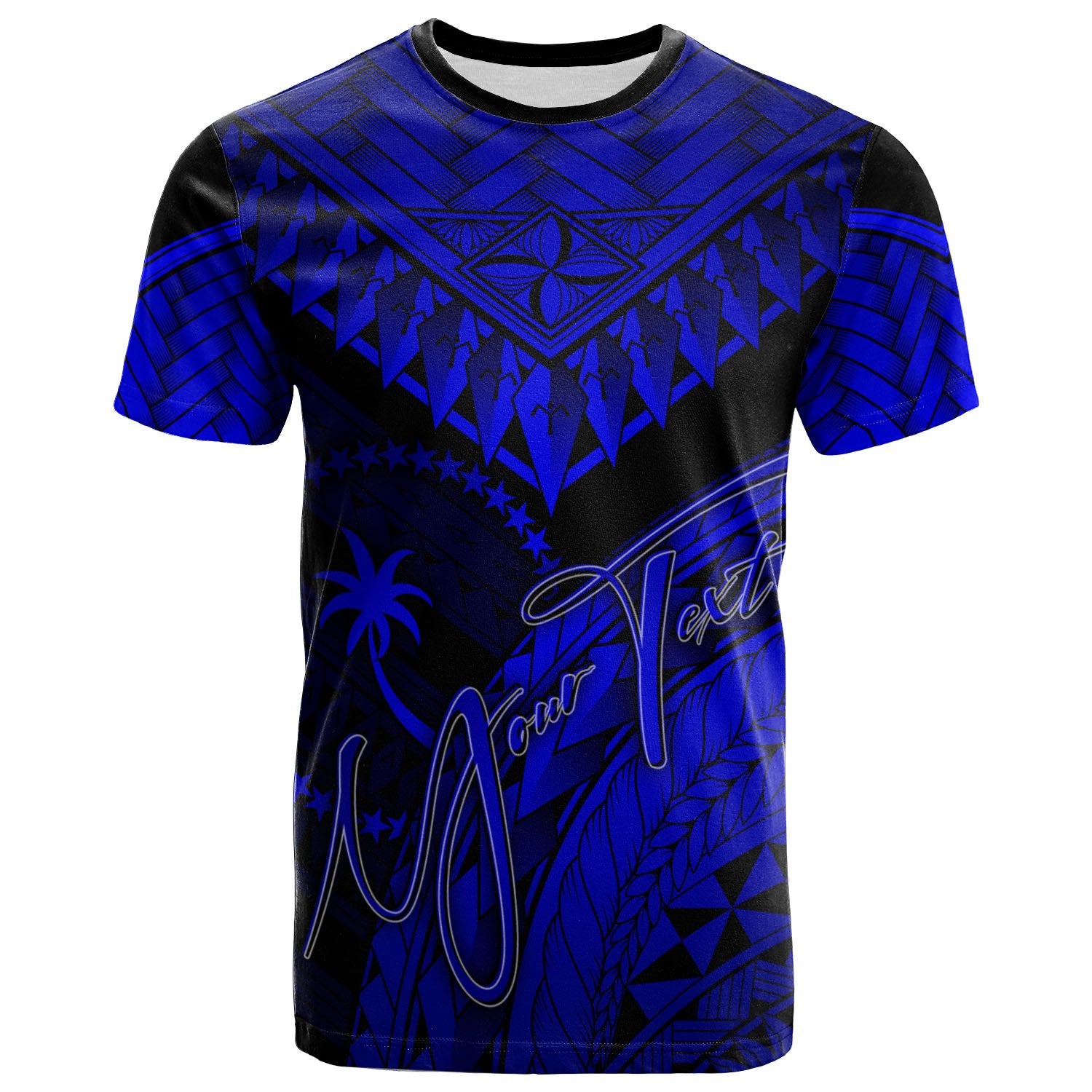 Chuuk Custom T Shirt Royal Blue Polynesian Necklace and Lauhala Unisex Art - Polynesian Pride