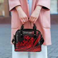 Hawaii Humpback Whale With Hibiscus Tribal Red Shoulder Handbag - LT12 - Polynesian Pride