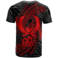 Pohnpei Micronesian T Shirt Red Spiral Pattern Hibiscus - Polynesian Pride