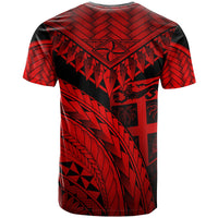 Fiji Custom T Shirt Red Polynesian Necklace and Lauhala - Polynesian Pride