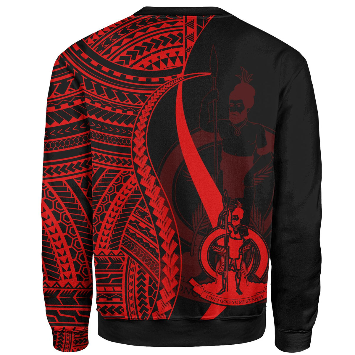 Vanuatu Custom Personalised Sweatshirt - Red Polynesian Tentacle Tribal Pattern - Polynesian Pride