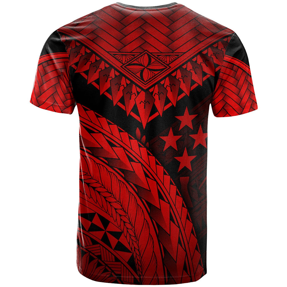 Kosrae T Shirt Red Polynesian Necklace and Lauhala - Polynesian Pride