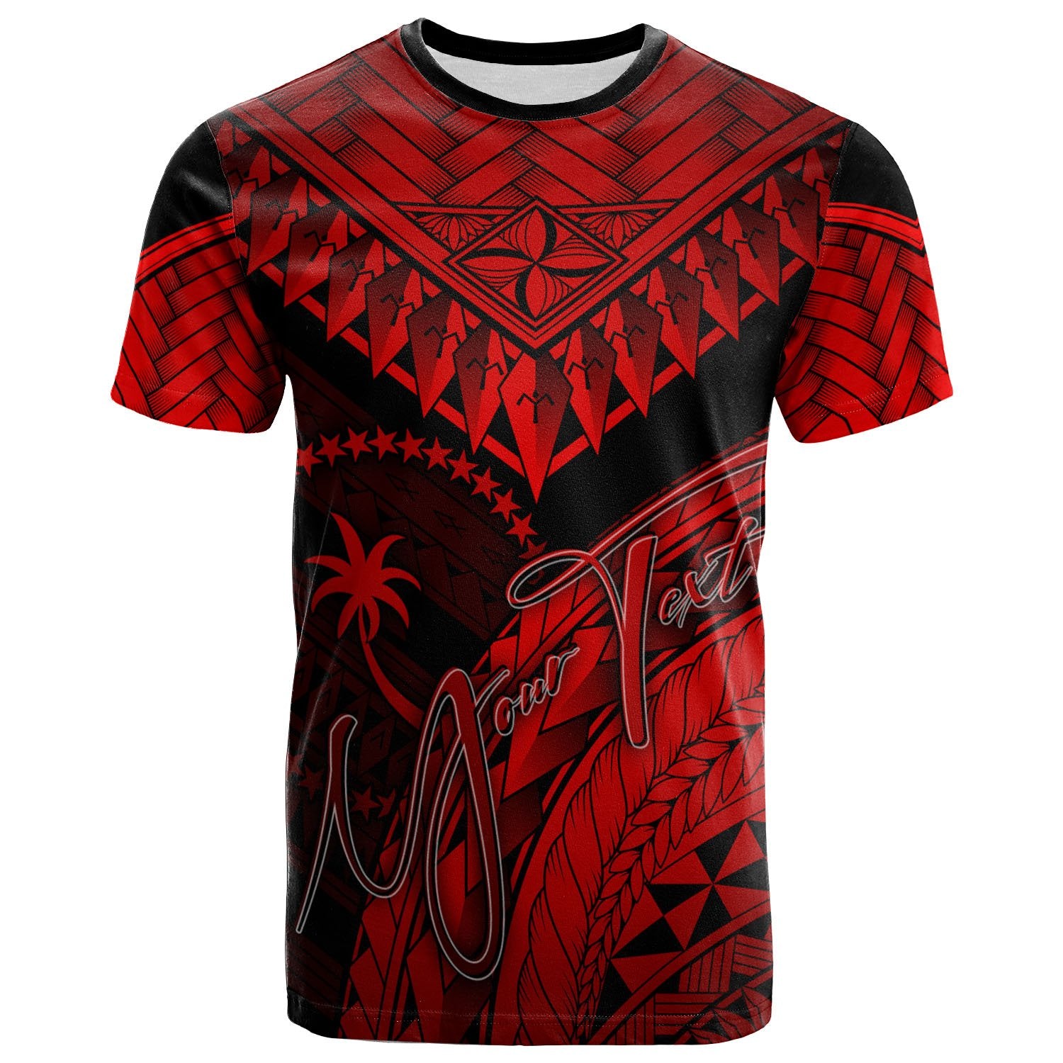 Chuuk Custom T Shirt Red Polynesian Necklace and Lauhala Unisex Red - Polynesian Pride