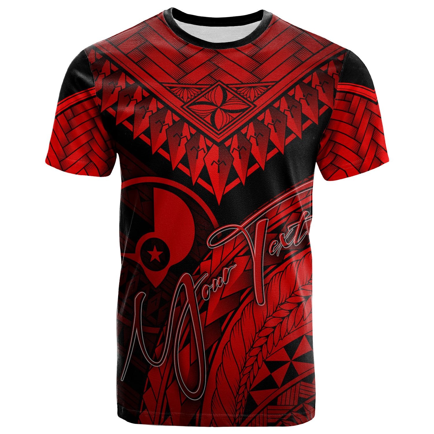 Yap Custom T Shirt Red Polynesian Necklace and Lauhala Unisex Red - Polynesian Pride