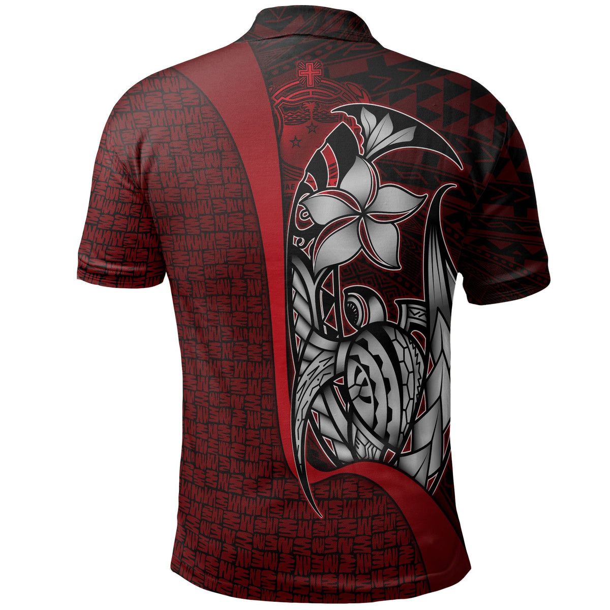 Samoa Custom Polo Shirt Red Turtle with Hook - Polynesian Pride