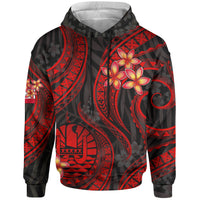 Tahiti Polynesian Hoodie Red Plumeria Unisex RED - Polynesian Pride