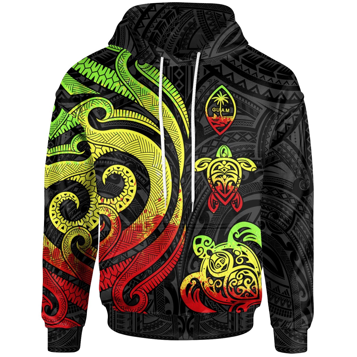 Guam Polynesian Hoodie Reggae Tentacle Turtle Unisex Reggae - Polynesian Pride