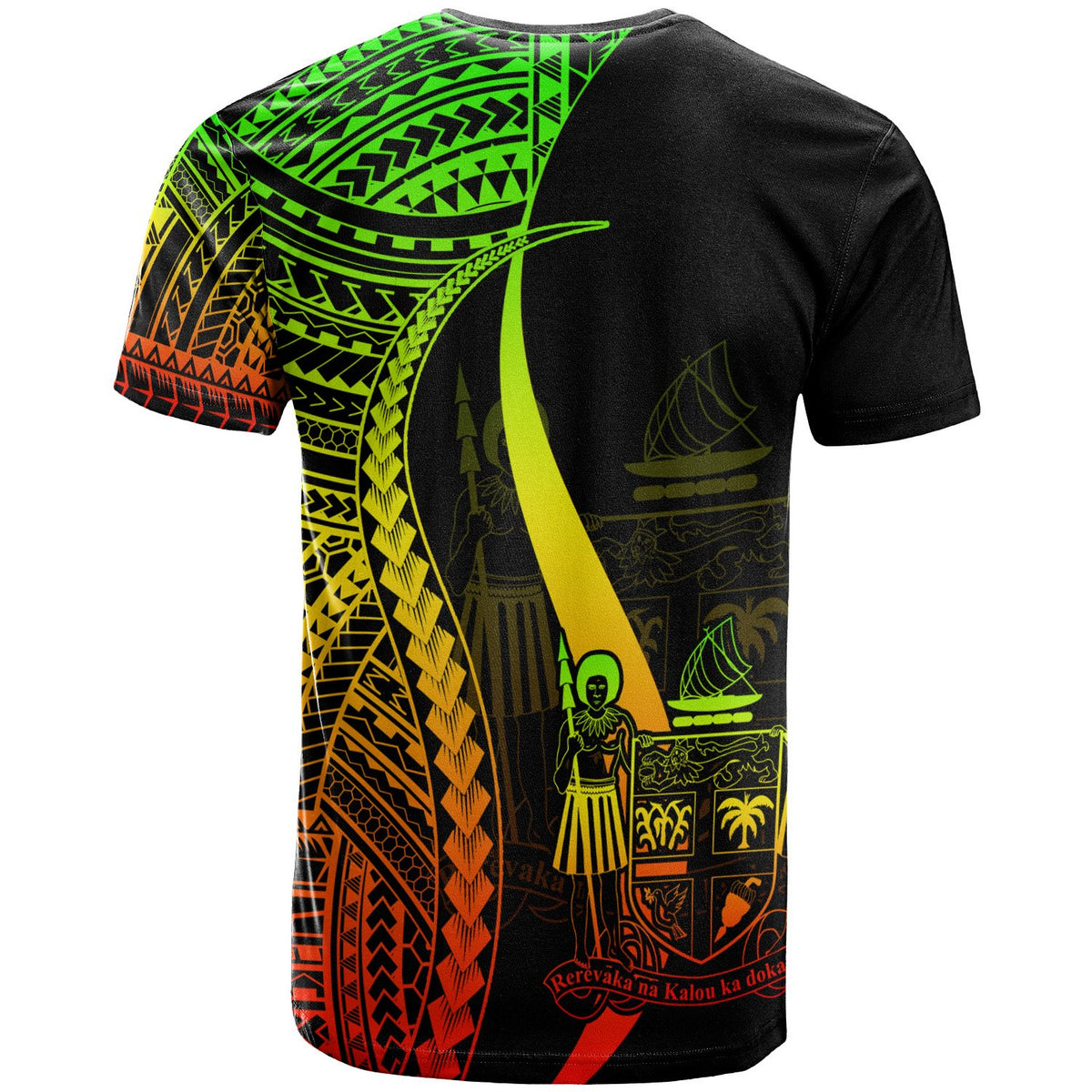 Fiji T Shirt Reggae Polynesian Tentacle Tribal Pattern Crest - Polynesian Pride