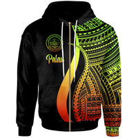 Palau Zip up Hoodie Reggae Tentacle Tribal Pattern Unisex Reggae - Polynesian Pride