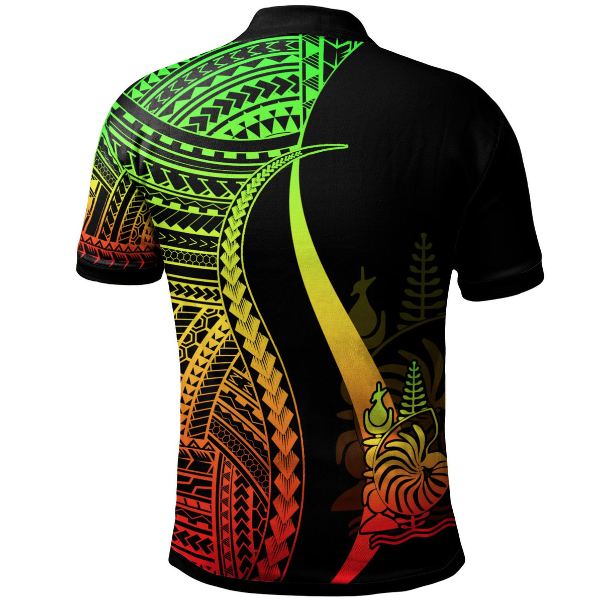 New Caledonia Custom Polo Shirt Reggae Polynesian Tentacle Tribal Pattern - Polynesian Pride