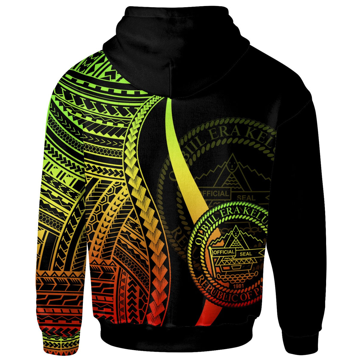 Palau Zip up Hoodie Reggae Tentacle Tribal Pattern - Polynesian Pride