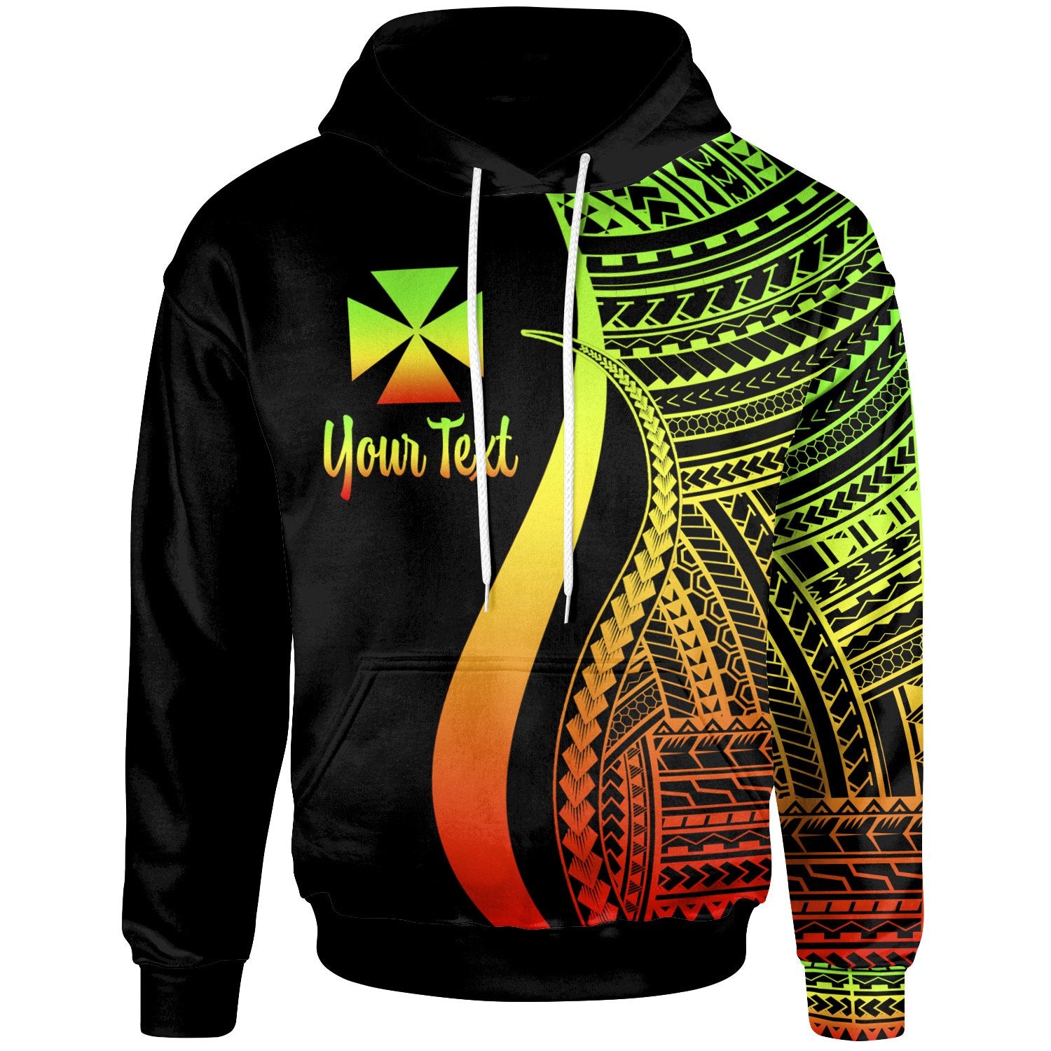 Wallis and Futuna Custom Hoodie Reggae Tentacle Tribal Pattern Unisex Reggae - Polynesian Pride