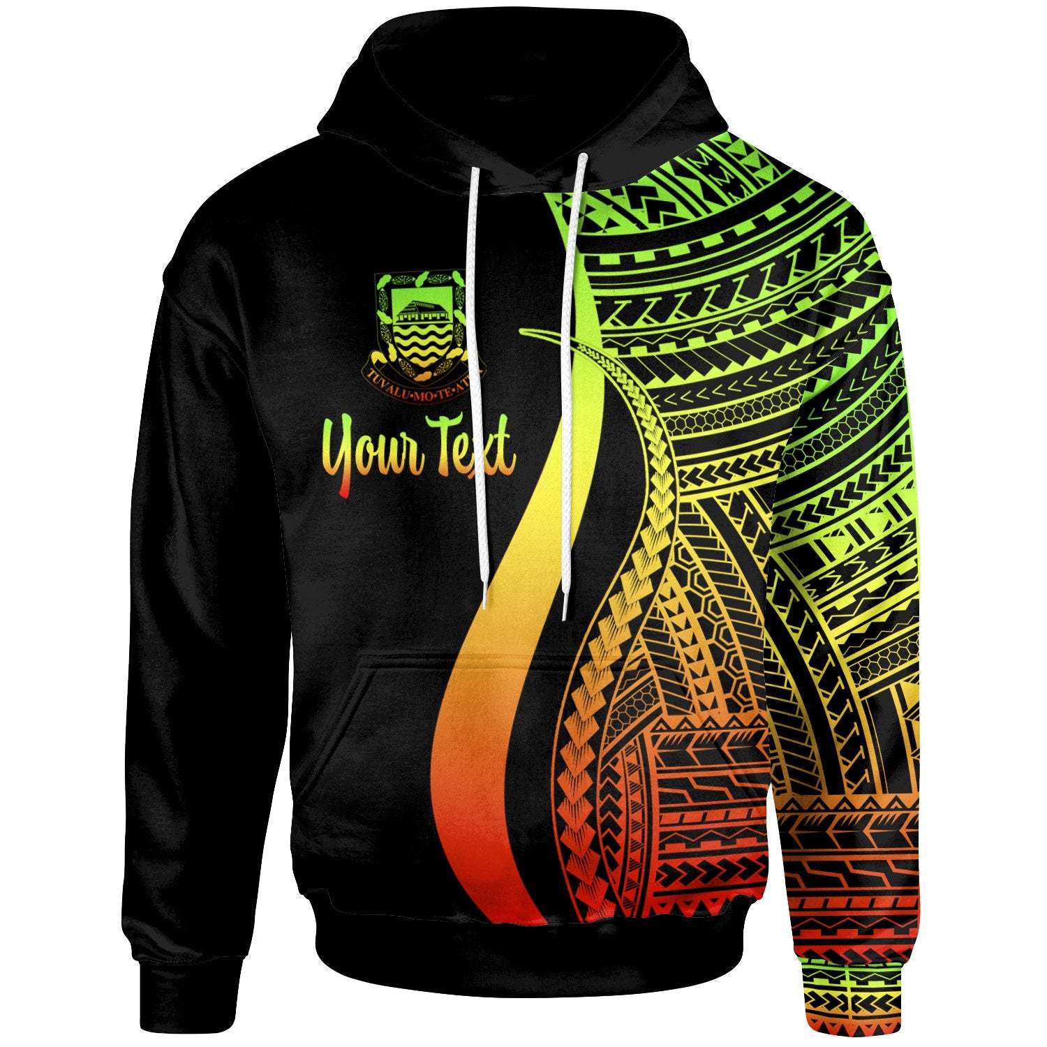 Tuvalu Custom Hoodie Reggae Tentacle Tribal Pattern Unisex Reggae - Polynesian Pride