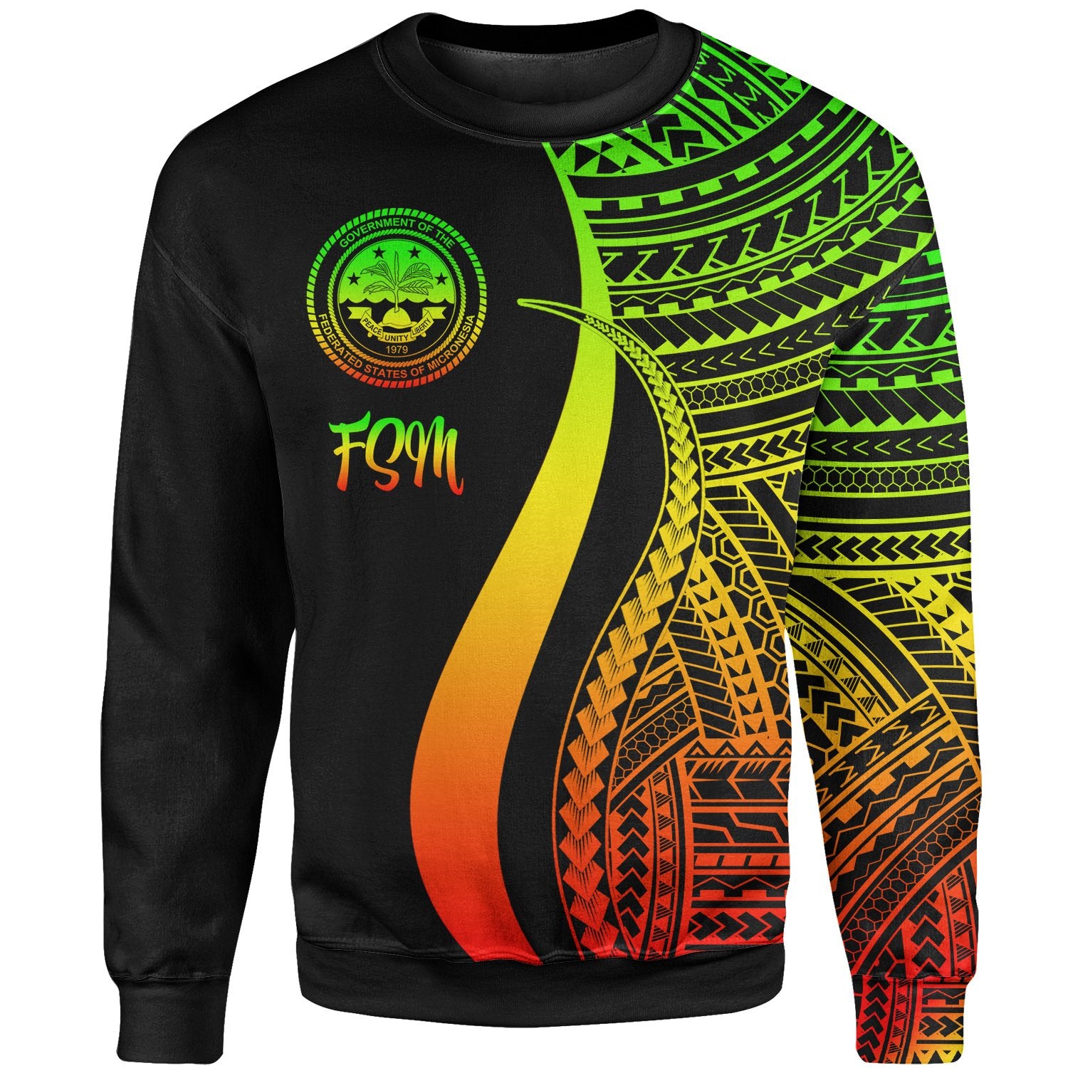 Federated States of Micronesia Sweatshirt - Reggae Polynesian Tentacle Tribal Pattern Unisex Reggae - Polynesian Pride