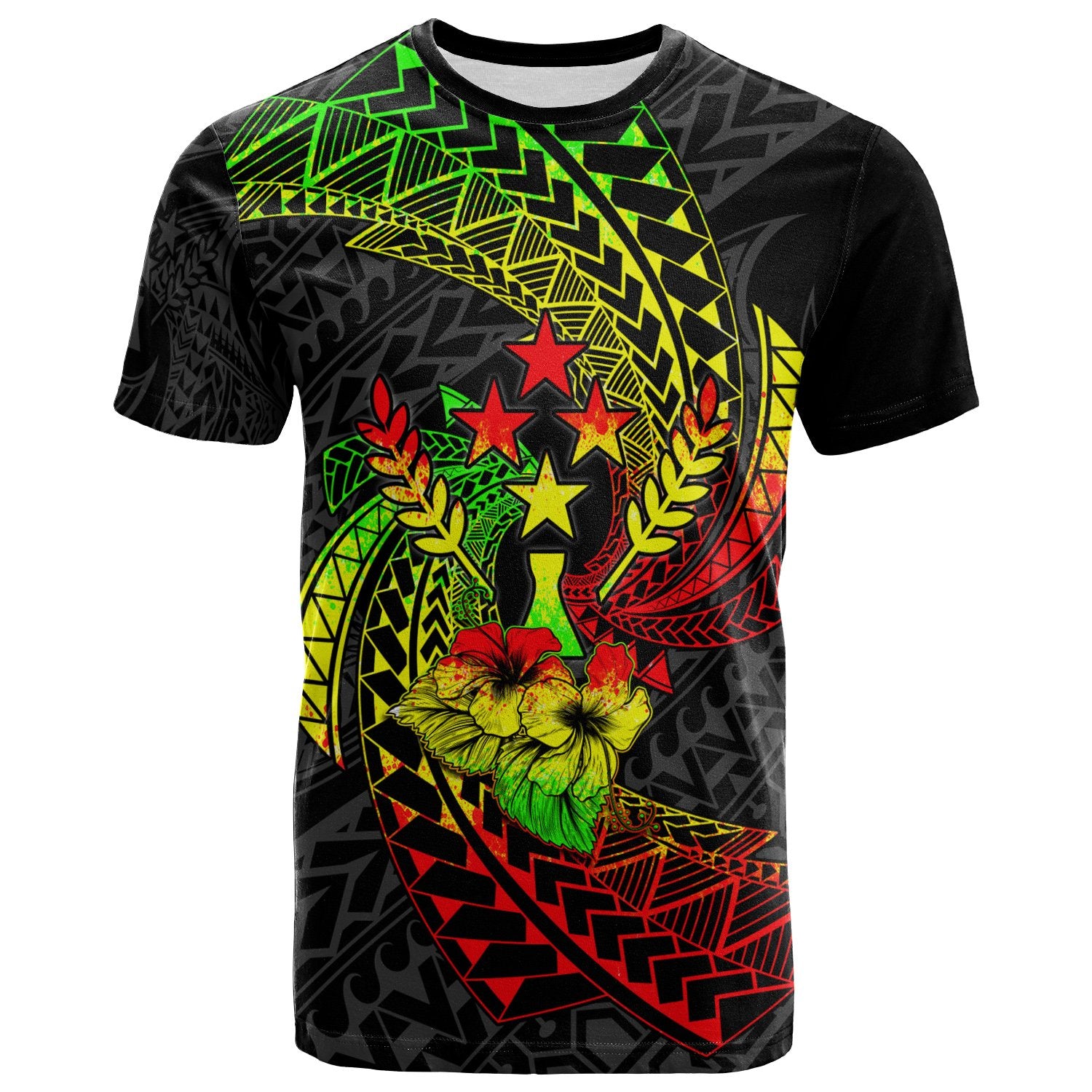 Chuuk Micronesian T Shirt Reggae Spiral Pattern Hibiscus Unisex Reggae - Polynesian Pride