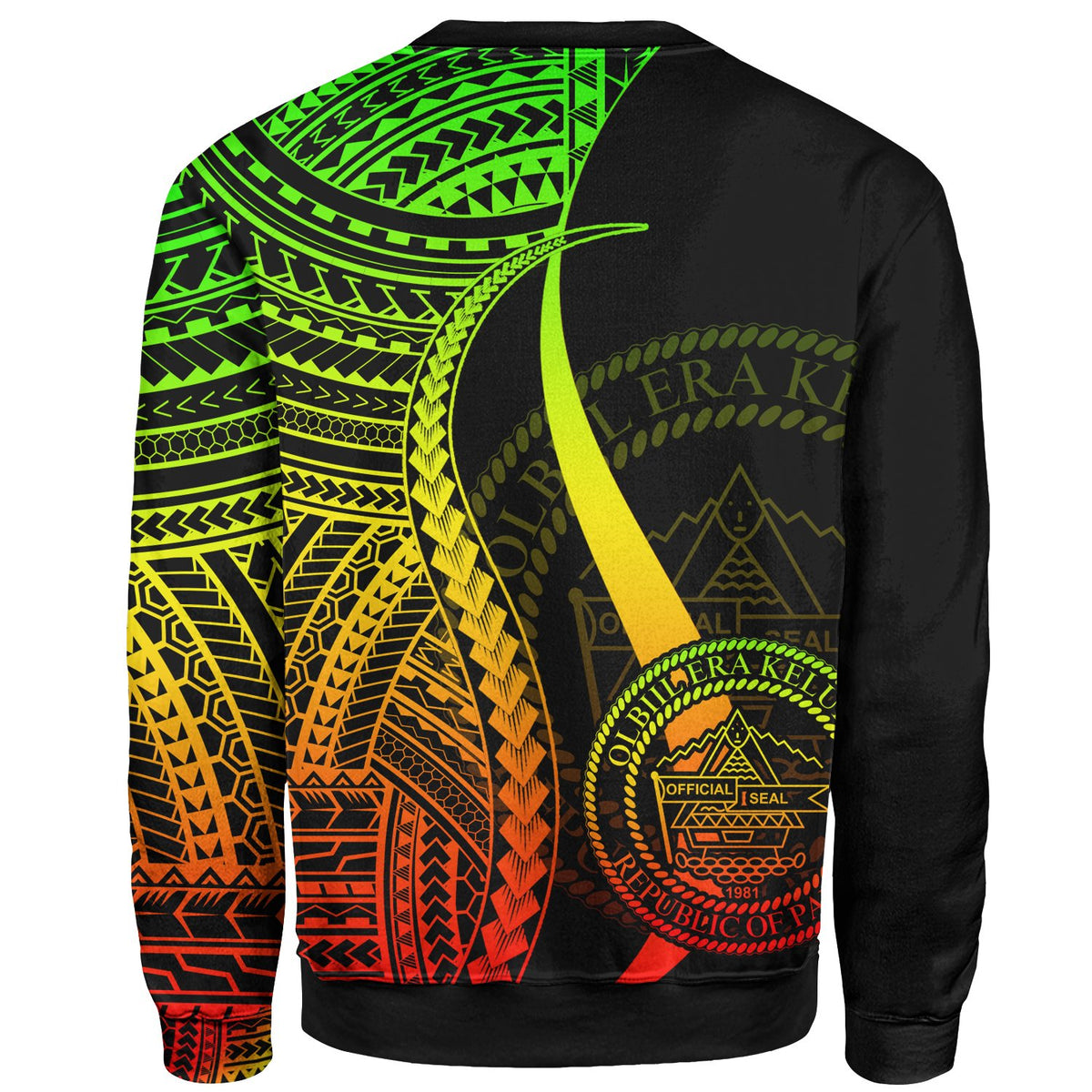 Palau Custom Personalised Sweatshirt - Reggae Polynesian Tentacle Tribal Pattern Crest - Polynesian Pride