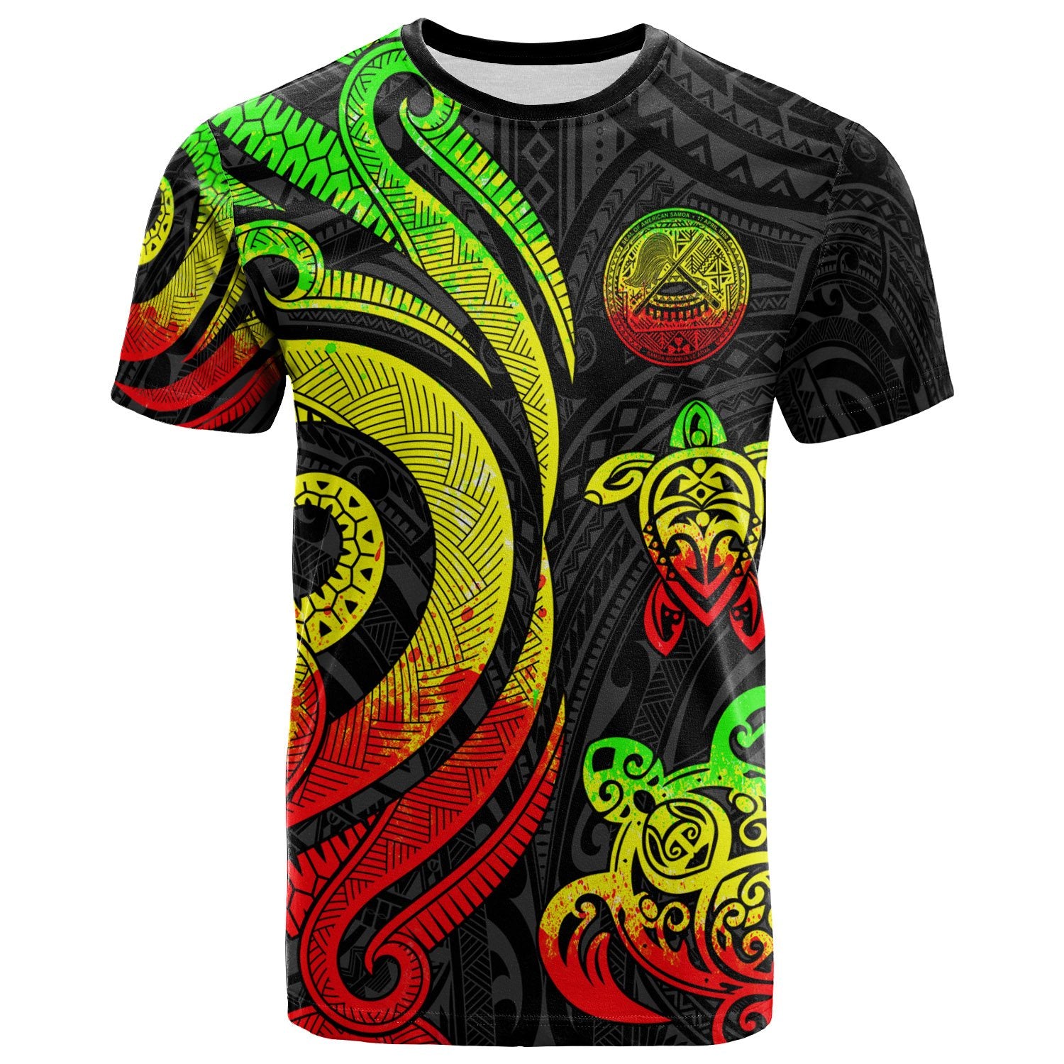 American Samoa T Shirt Reggae Tentacle Turtle Unisex Art - Polynesian Pride