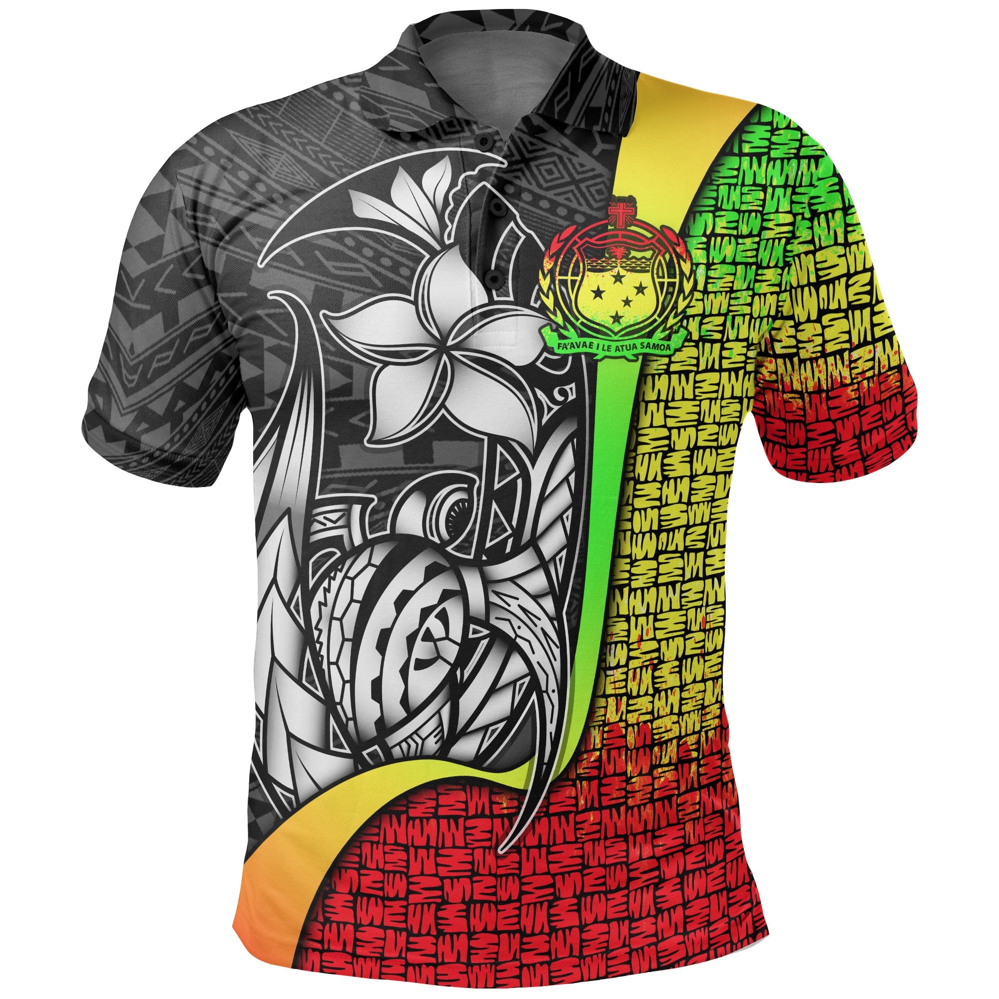 Samoa Polo Shirt Reggae Turtle with Hook Unisex REGGAE - Polynesian Pride