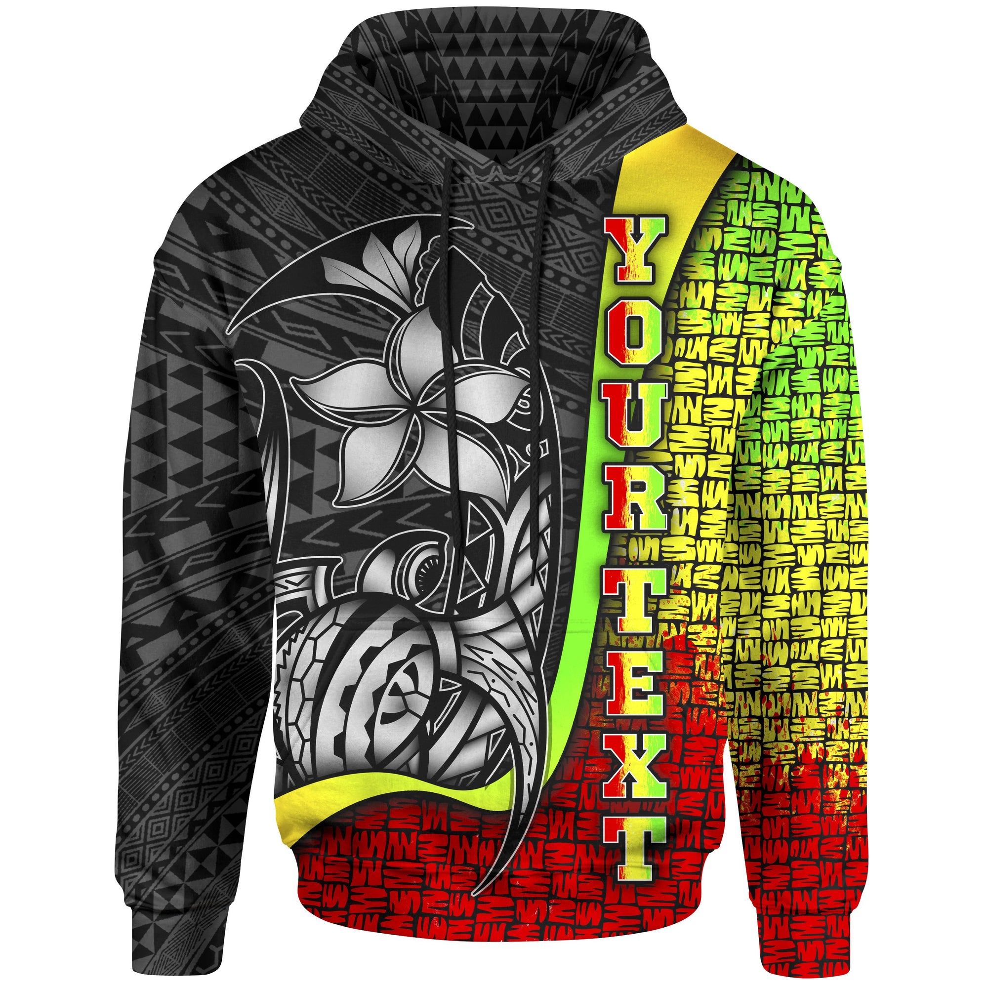 Polynesian Hawaii Custom Hoodie Reggae Turtle with Hook Unisex REGGAE - Polynesian Pride