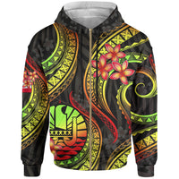 Tahiti Polynesian Zip up Hoodie Reggae Plumeria Unisex REGGAE - Polynesian Pride