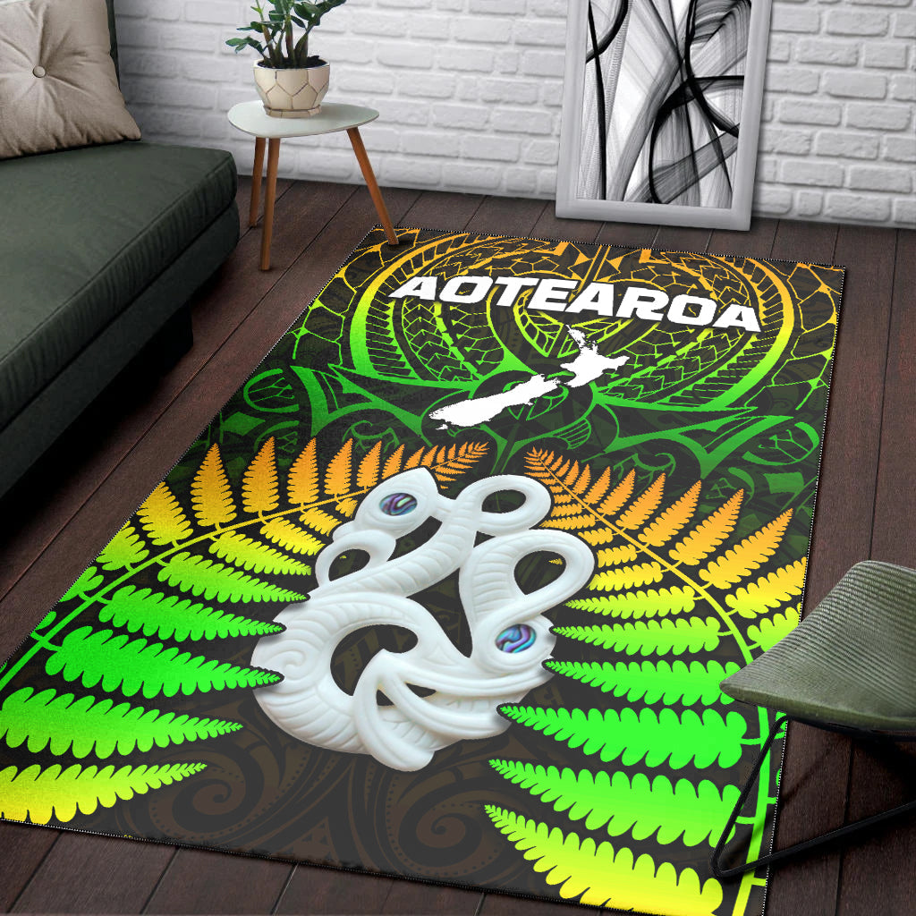 Aotearoa Fern Area Rug New Zealand Hei Tiki Special Style LT13 - Polynesian Pride