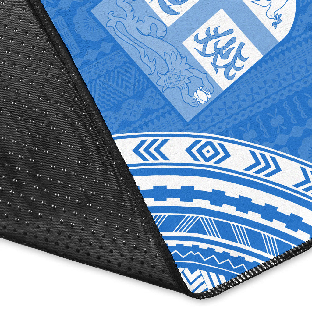Fiji Rugby Sevens Area Rug Fijian 7s Tapa Polynesian Blue Ver.01 LT13 - Polynesian Pride