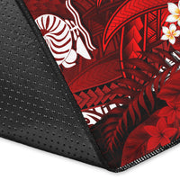 (Custom Personalised) New Caledonia Area Rug Nautilus Red Polynesian Hibiscus LT13 - Polynesian Pride