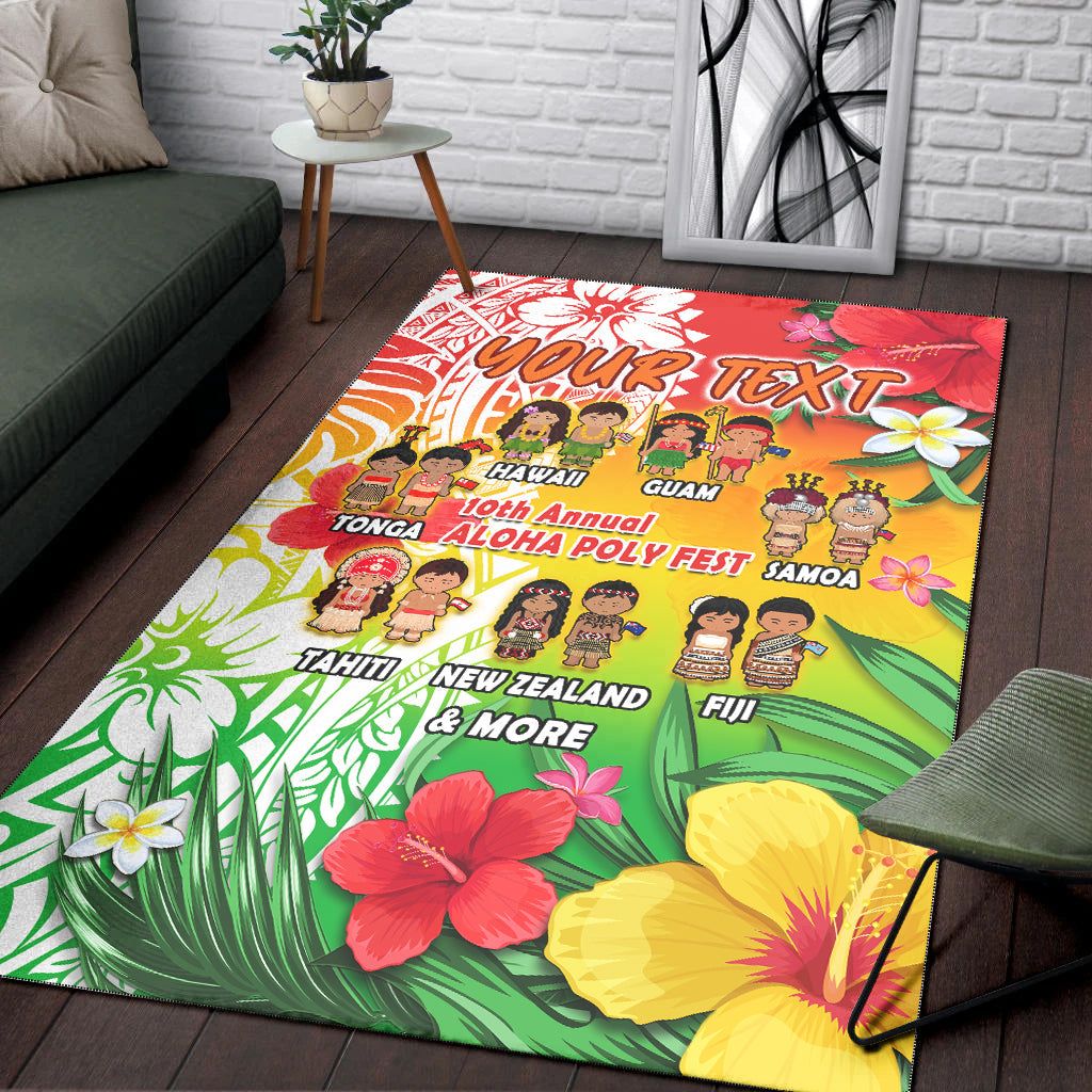 (Custom Personalised) Aloha Poly Fest Area Rug Polynesian Pattern With Tropical Flowers LT14 Reggae - Polynesian Pride