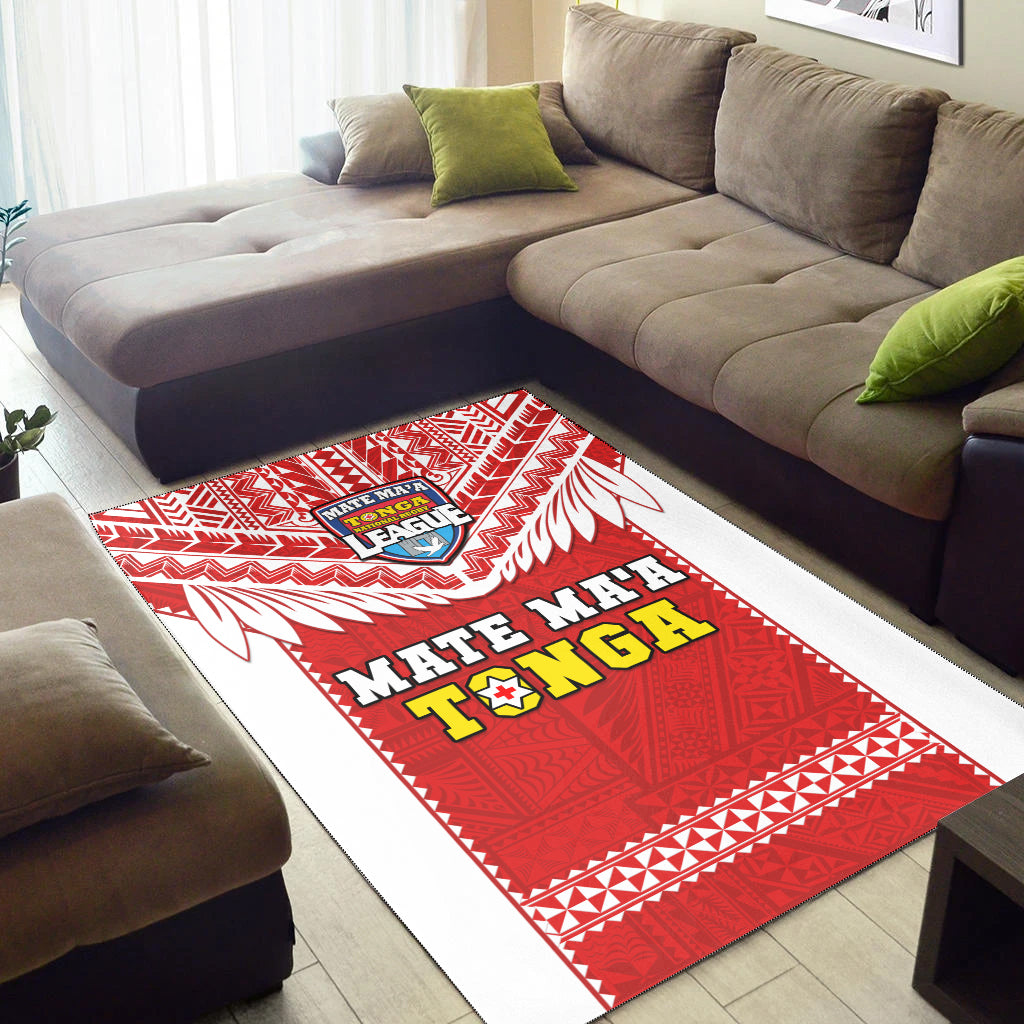 Tonga Rugby Area Rug Mate Maa Tonga Pacific Ngatu White LT14 - Polynesian Pride
