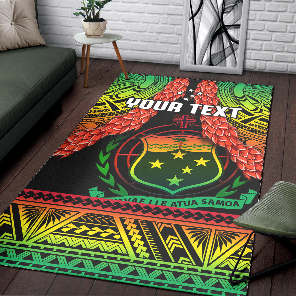 (Custom Personalised) Samoa Rugby Area Rug Teuila Torch Ginger Gradient Style LT14 - Polynesian Pride