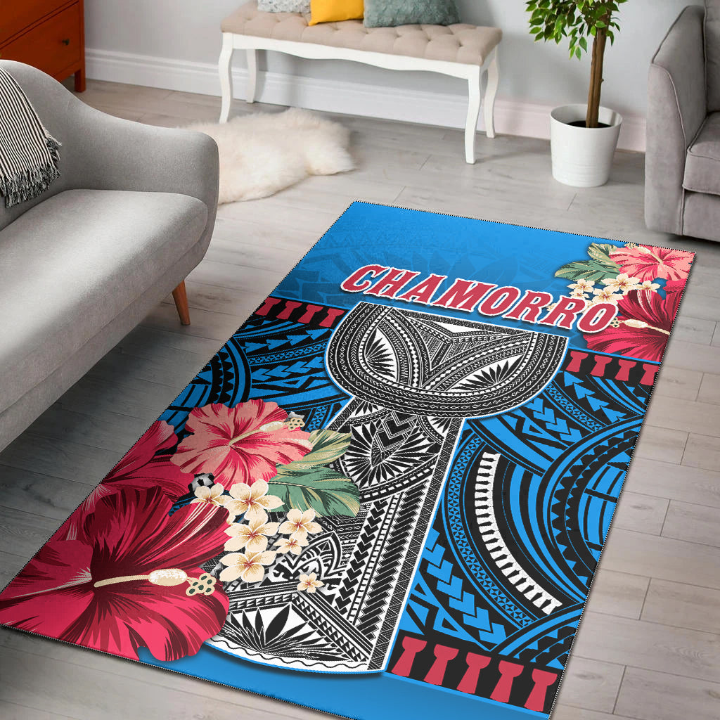 Guam Chamorro Area Rug Latte Stone Blue Polynesian Haligi LT13 Blue - Polynesian Pride