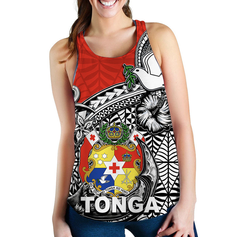 Tonga Hook Tattoo Women Tank Top White LT6 Red - Polynesian Pride