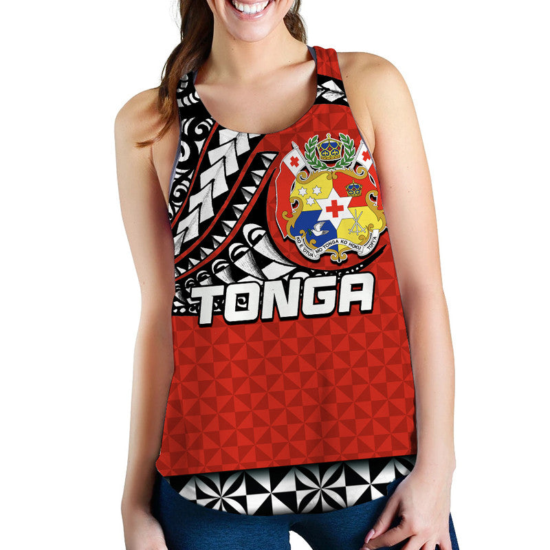 Tonga Women Tank Top Polynesian Tattoo LT6 Red - Polynesian Pride