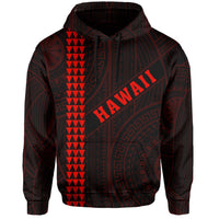 Polynesian Kakau Turtle Ohana Map of Hawaii Hoodie Red - Polynesian Pride