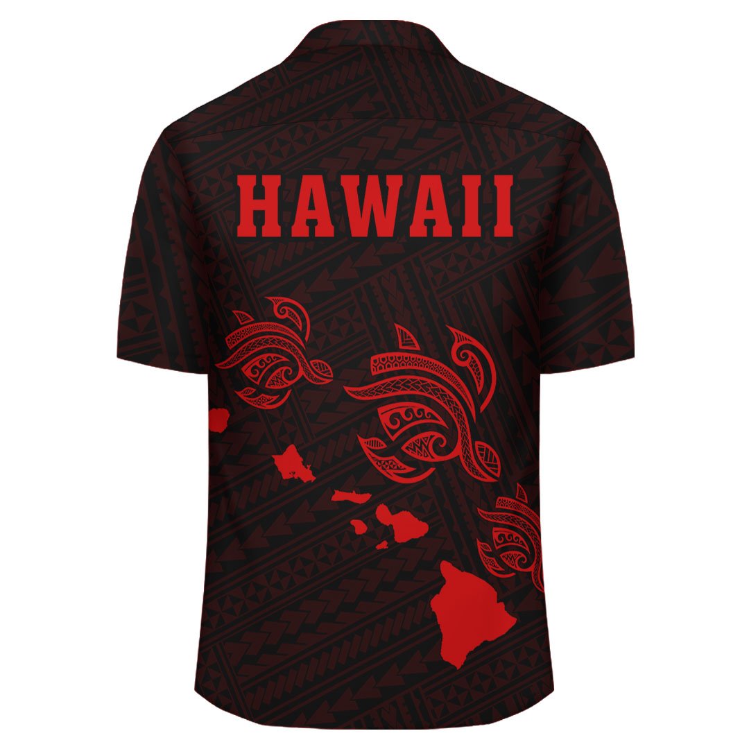 Kakau Polynesian Three Turtles Map Hawaii Shirt - Red - Polynesian Pride