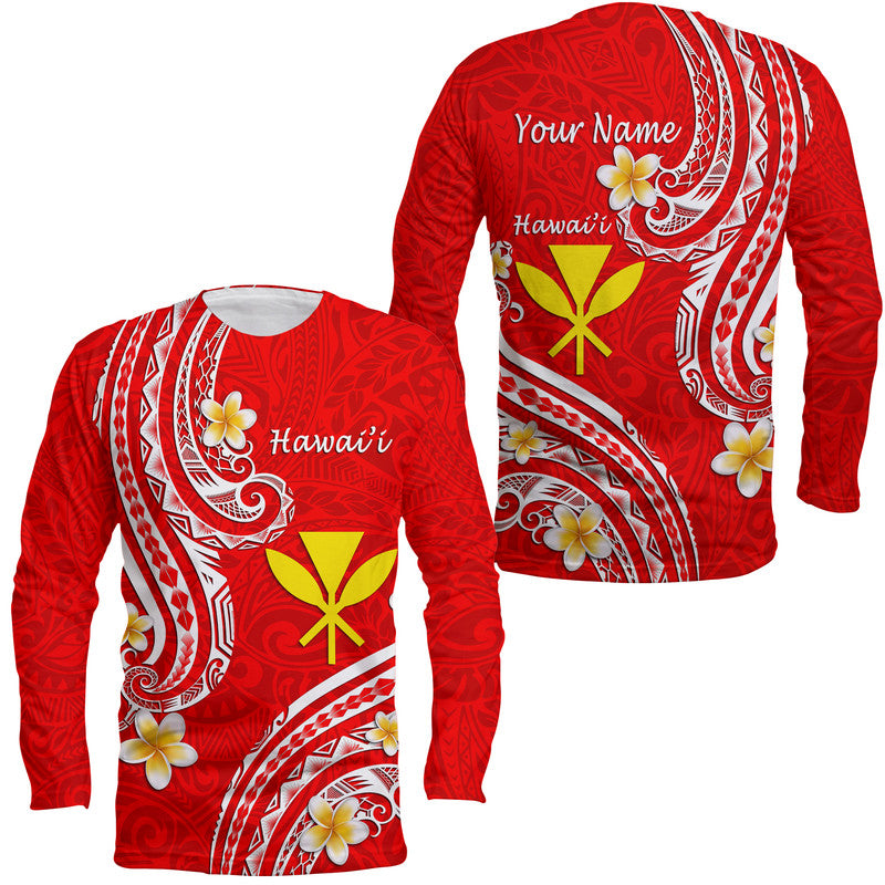 (Custom Personalised) Hawaii Long Sleeve Shirt Red Polynesian Line Style LT9 Unisex Red - Polynesian Pride