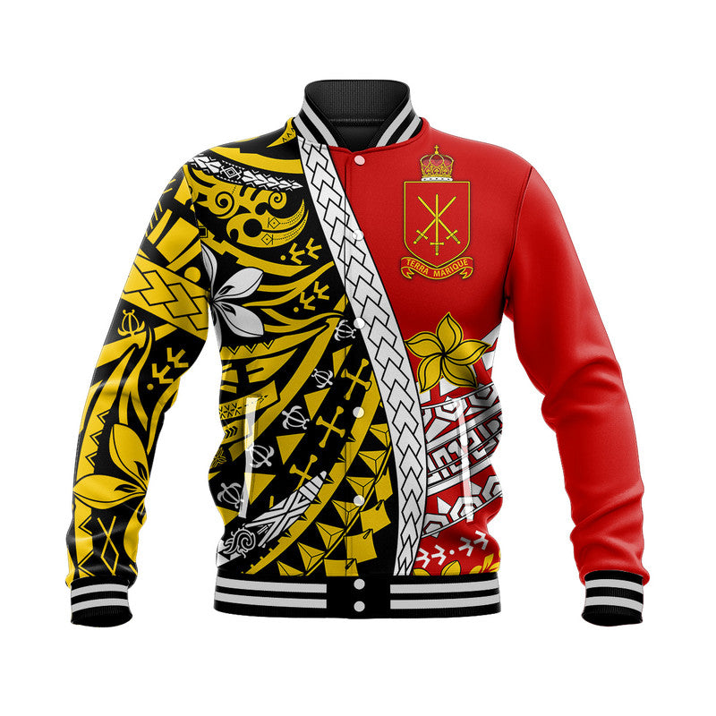 Tonga Terra Marique Baseball Jacket Red Polynesian Minimalist Style LT9 Unisex Red - Polynesian Pride