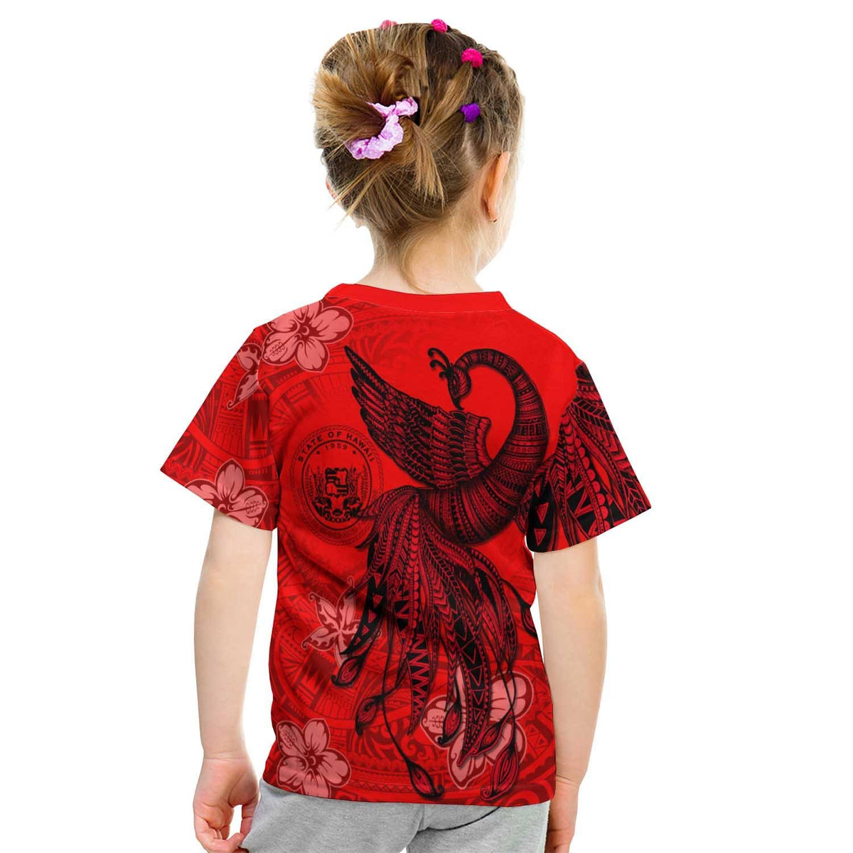 Guam T Shirt Polynesian Phoenix Bird, Fairytales Bird Red - Polynesian Pride