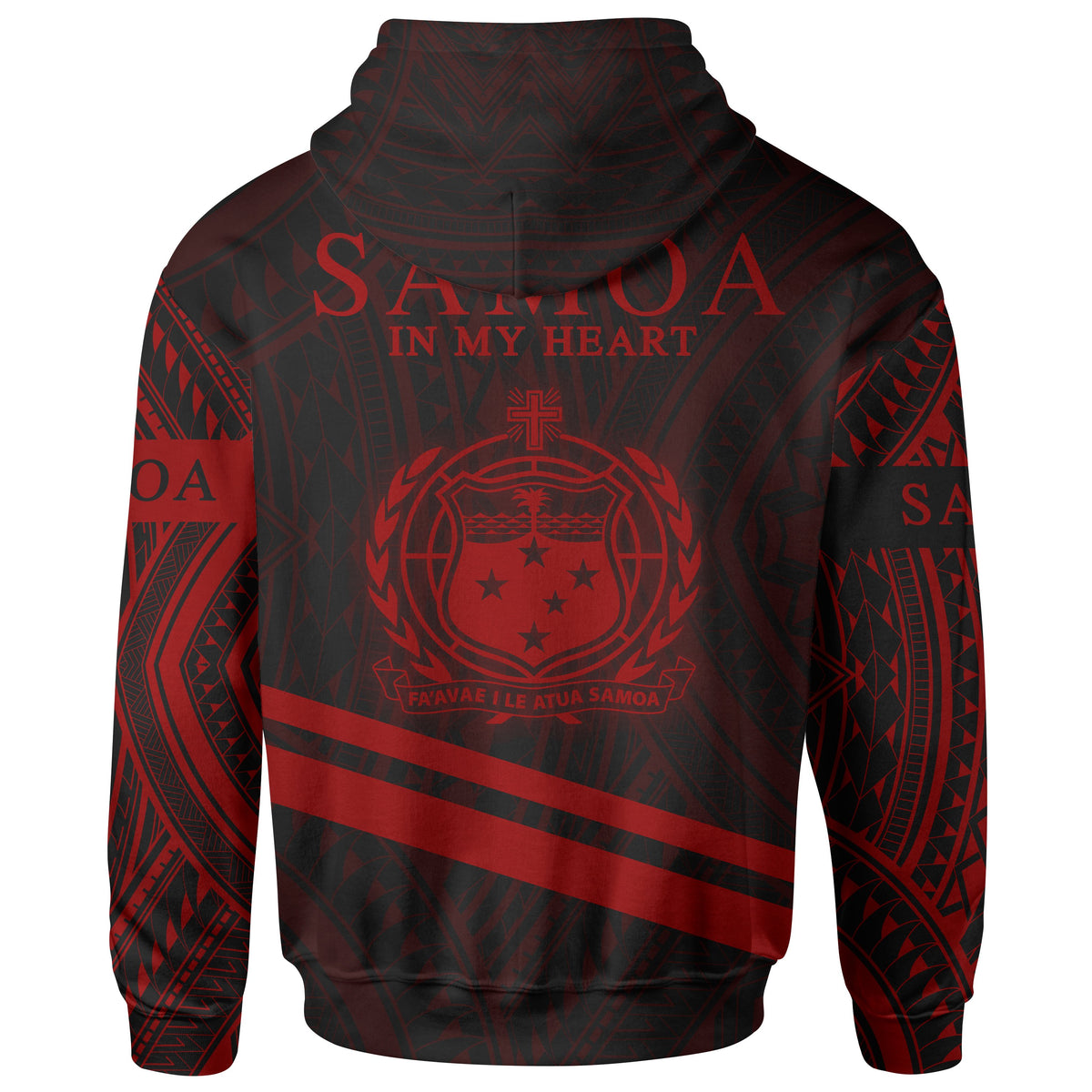 Samoa Zip Hoodie In My Heart Style Polynesian Patterns Red Color - Polynesian Pride