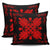 Hawaiian Quilt Maui Plant And Hibiscus Pattern Pillow Covers - Red Black - AH - Polynesian Pride