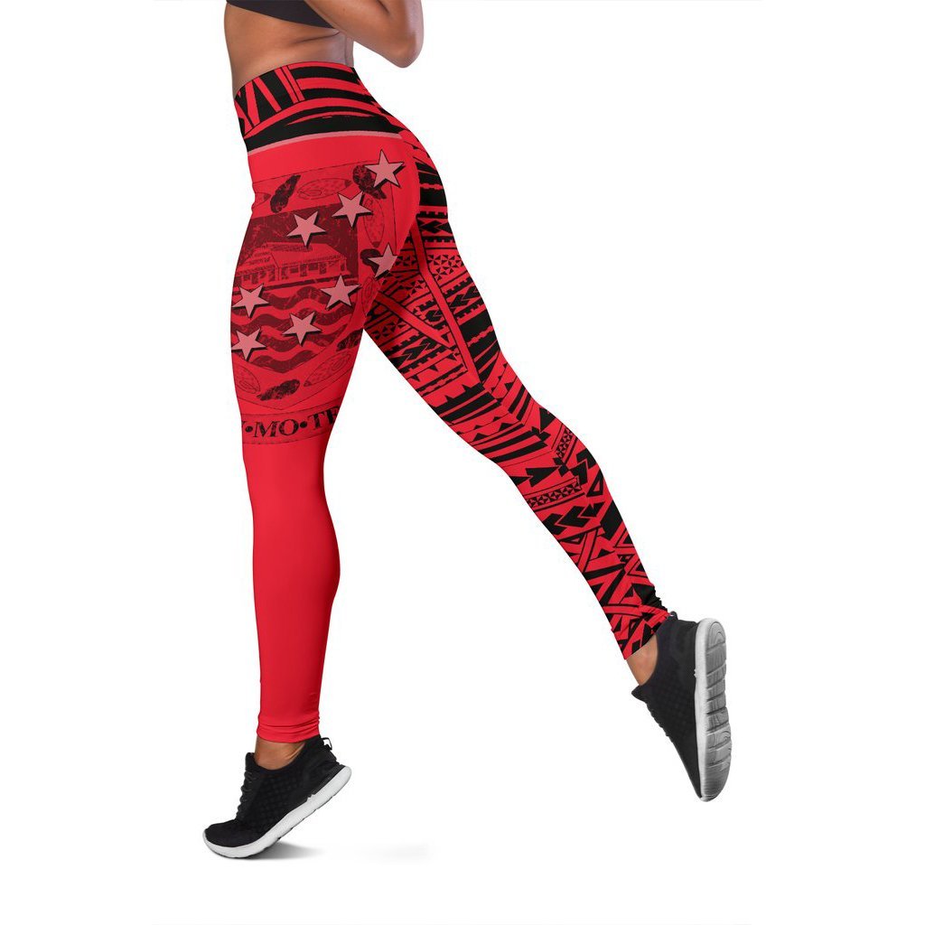 Tuvalu Flag Leggings (Red) A02 Red - Polynesian Pride