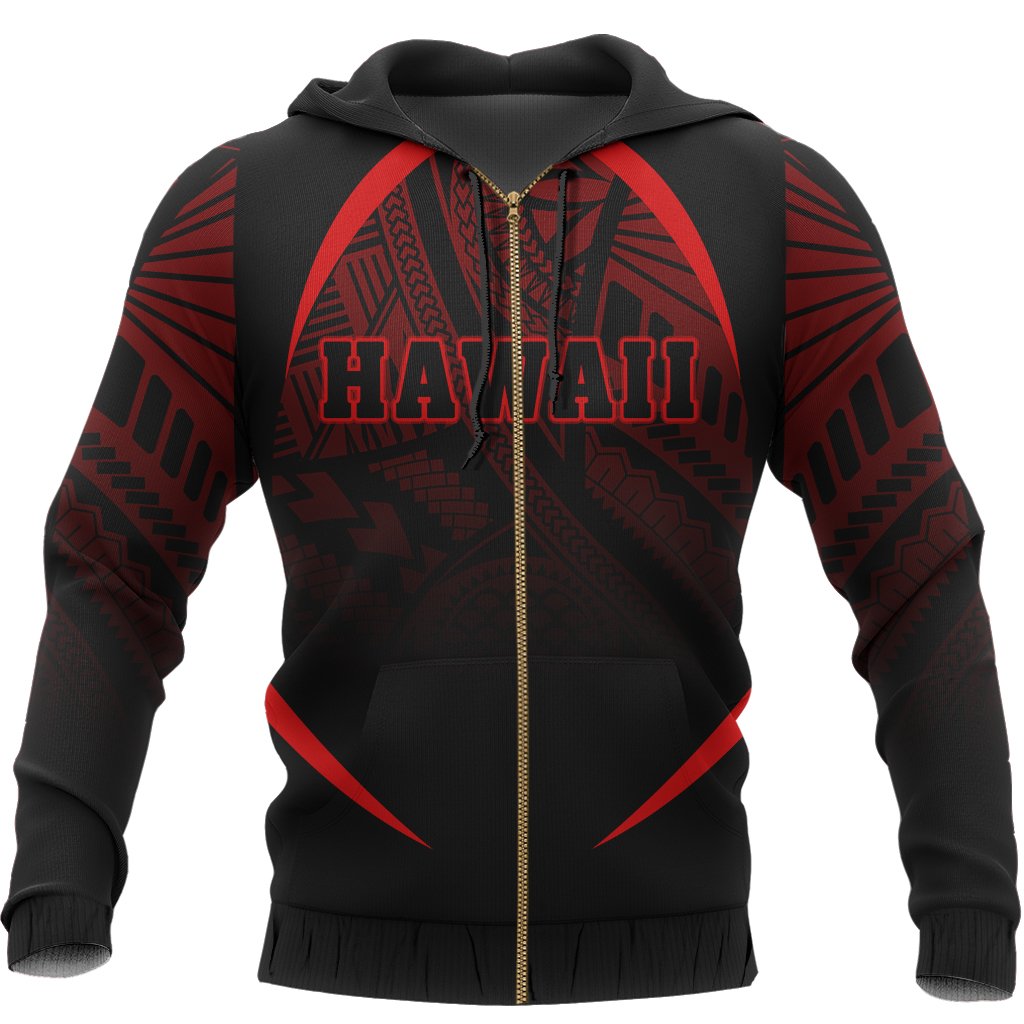 Hawaii Polynesian Zipper Hoodie Red The Face Style - Polynesian Pride
