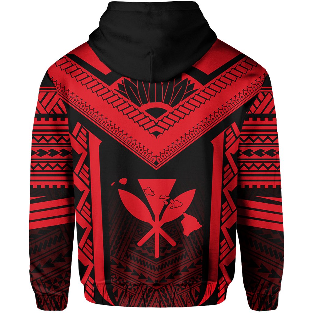 Hawaii Kanaka Polynesian Zip up Hoodie Active Red - Polynesian Pride