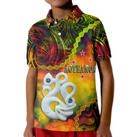 New Zealand Maori Polo Shirt Aotearoa Manaia Reggae Paua Shell Kia Ora LT9 Kid Reggae - Polynesian Pride