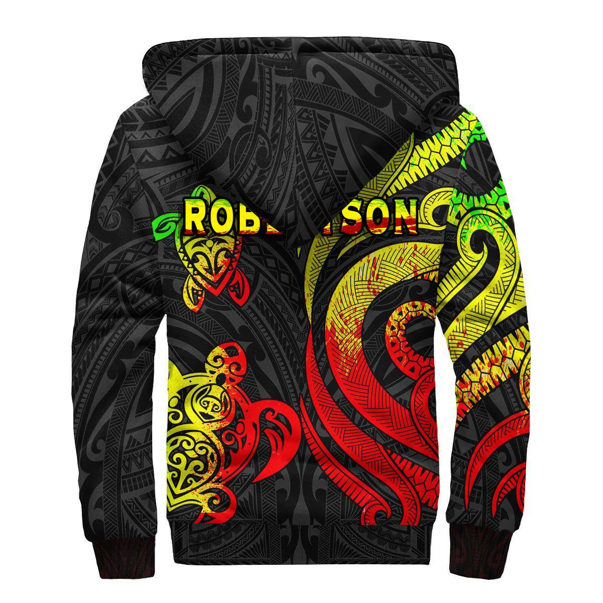 (Robertson) Vanuatu Sherpa Hoodie - Reggae Tentacle Turtle Reggae - Polynesian Pride