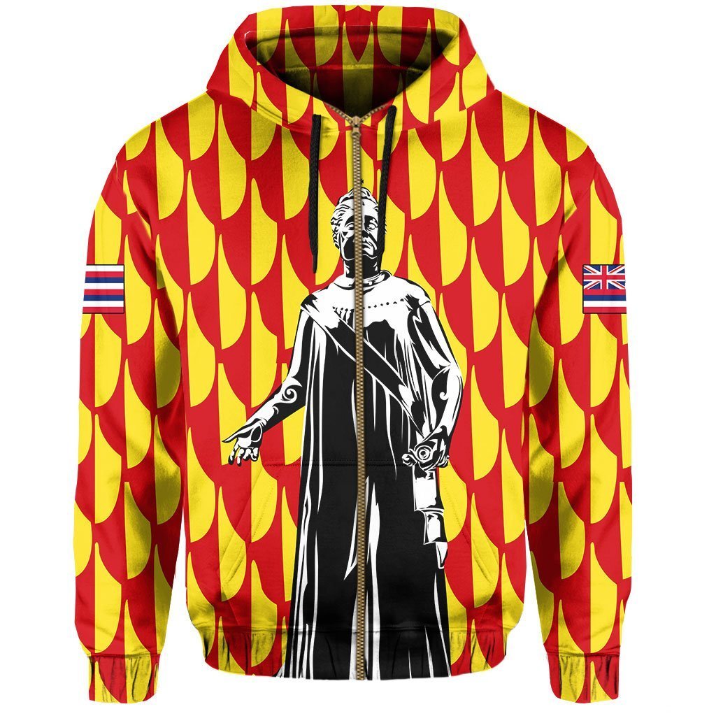 Polynesian Queen Liliuokalani Flag of Hawaii Zip Hoodie - Polynesian Pride
