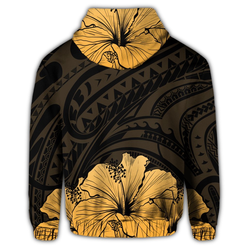 Royal Hibiscus Polynesian Tribal Golden Zip Hoodie - Polynesian Pride
