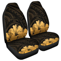 Royal Hibiscus Polynesian Tribal Golden Car Seat Covers - AH Universal Fit Black - Polynesian Pride