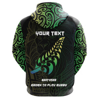 Maori Lion Rugby Hoodie Green Customized Unisex Black - Polynesian Pride